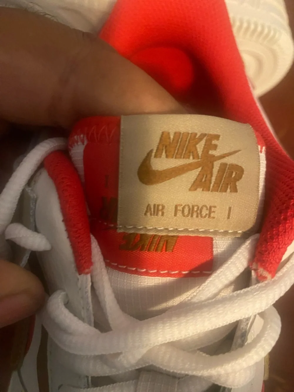 Nike Low-Top Sneakers — White, Red & Brown Accents Women AF1 Shadow Nike Air 1